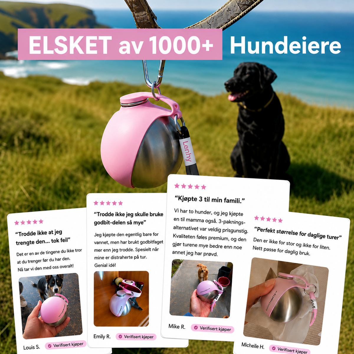 Lenhy ™ - 2-i-1 hundevannflaske med drikkeskål
